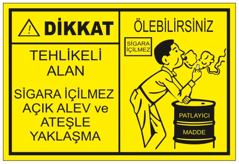 DİKKAT TEHLİKELİ ALAN SİGARA İÇİLMEZ