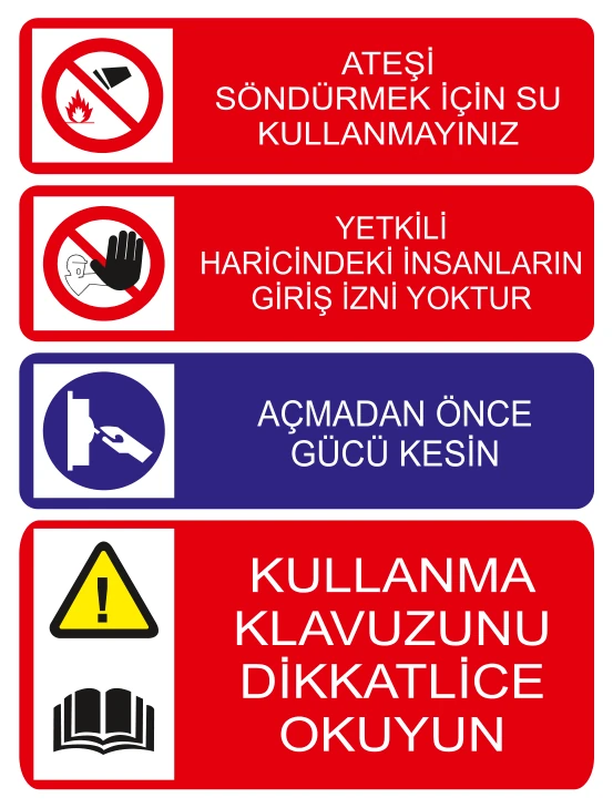 ATEŞİ SÖNDÜRMEK İÇİN SU KULLANMAYINIZ YETKİLİ