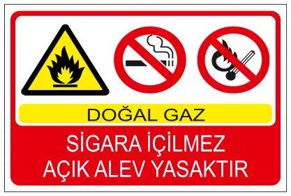 DOĞAL GAZ SİGARA İÇİLMEZ AÇIK ALEV YASAKTIR