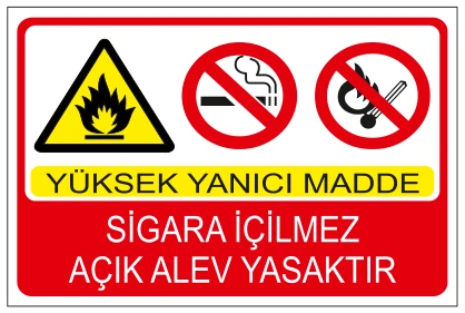 YÜKSEK YANICI MADDE SİGARA İÇİLMEZ