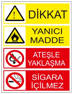 DİKKAT YANICI MADDE ATEŞLE YAKLAŞMA SİGARA İÇİLMEZ