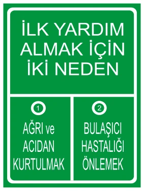 İLK YARDIM ALMAK İÇİN İKİ NEDEN AĞRI VE ACIDAN KURTULMAK BULAŞICI HASTALIĞI ÖNLEMEK