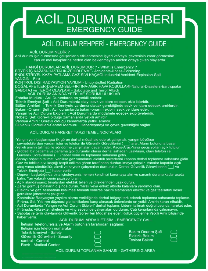 ACİL DURUM REHBERİ EMERGENCY GUİDE