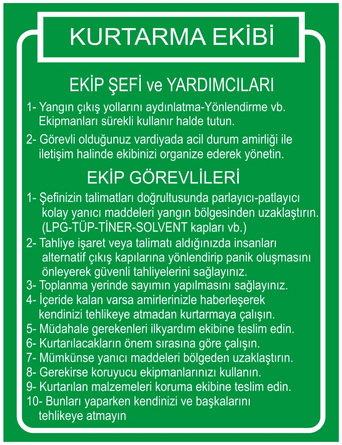 KURTARMA EKİBİ EKİP ŞEFİ VE YARDIMCILARI