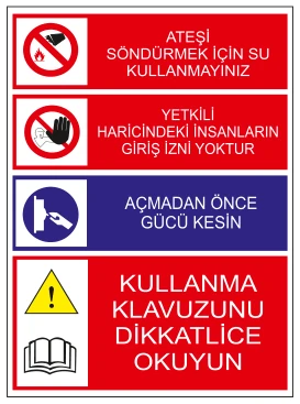 ATEŞİ SÖNDÜRMEK İÇİN SU KULLANMAYINIZ