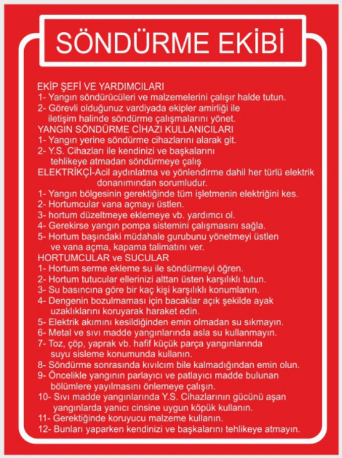SÖNDÜRME EKİBİ EKİP ŞEFİ VE YARDIMCILARI