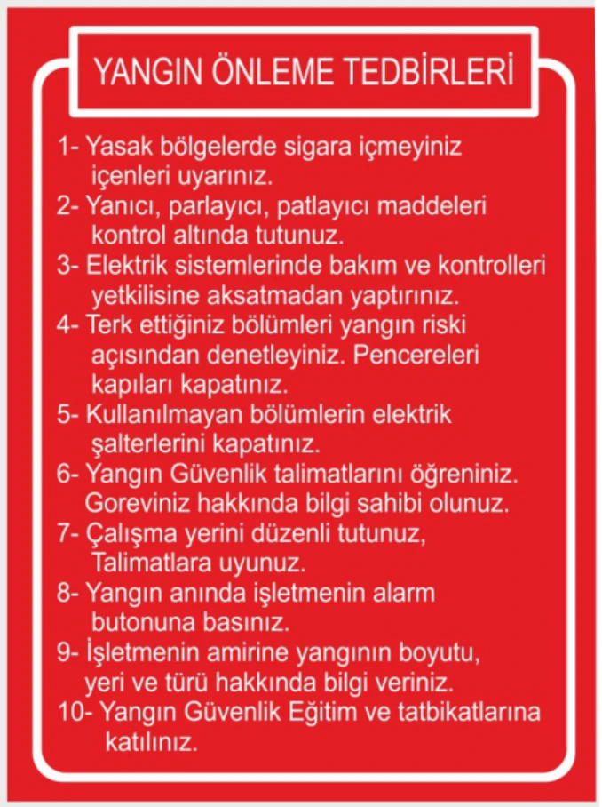 YANGIN ÖNLEME TEDBİRLERİ