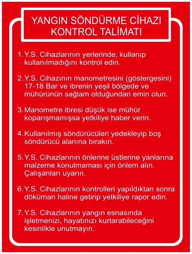 YANGIN SÖNDÜRME CİHAZI KONTROL TALİMATI
