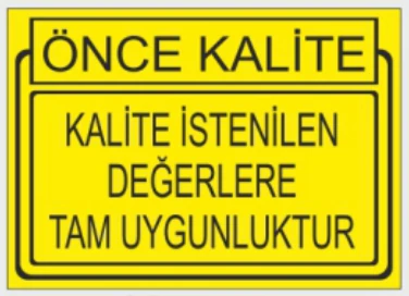 ÖNCE KALİTE KALİTE İSTENİLEN DEĞERLERE TAM UYGUNLUKTUR