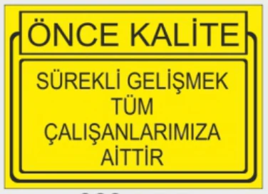 ÖNCE KALİTE SÜREKLİ GELİŞMEK TÜM ÇALIŞANLARIMIZA