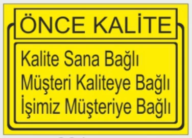 ÖNCE KALİTE KALITE SANA BAĞLI MÜŞTERI KALITEYE BAĞLI İŞIMIZ MÜŞTERIYE BAĞLI