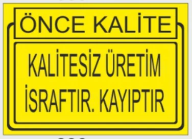 ÖNCE KALİTE KALİTESİZ ÜRETİM İSRAFTIR. KAYIPTIR