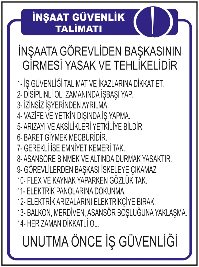 İNŞAAT GÜVENLİK TALİMATI
