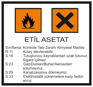 ETİL ASETAT SINIFLAMA KONTROLE TABI ZARARLI KİMYASAL MADDE