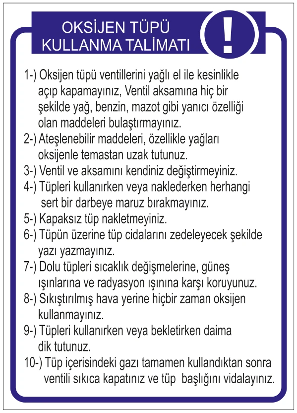 OKSİJEN TÜPÜ KULLANMA TALİMATI