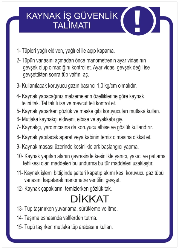 KAYNAK İŞ GÜVENLİK TALİMATI