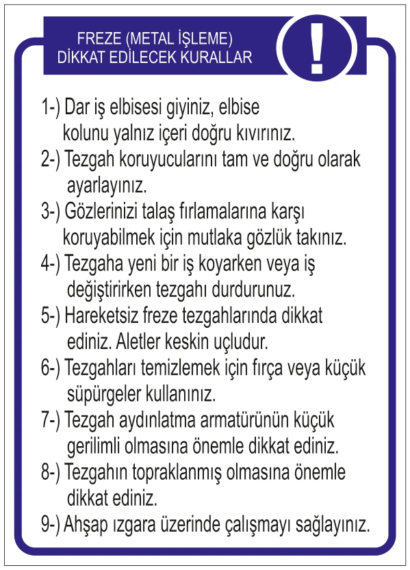 FREZE METAL İŞLEME DİKKAT EDİLECEK KURALLAR