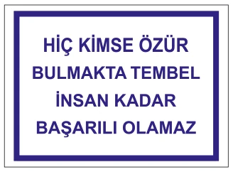 HIÇ KİMSE ÖZÜR BULMAKTA TEMBEL İNSAN KADAR BAŞARILI OLAMAZ