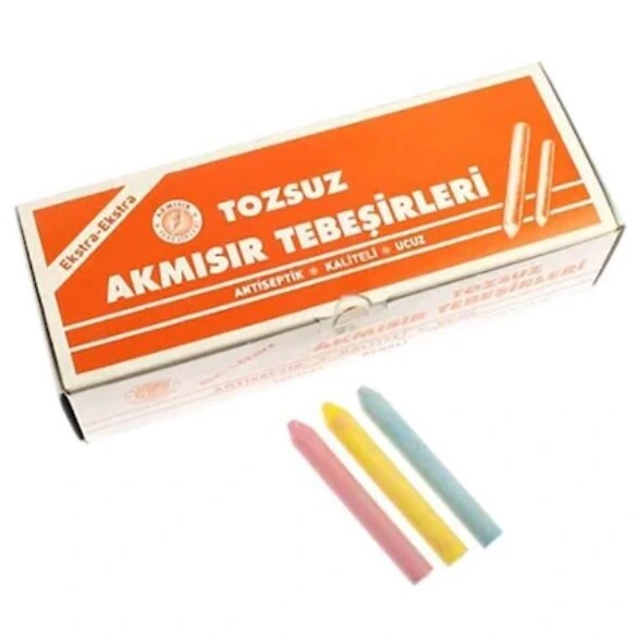 AKMISIR TOZSUZ RENKLİ TEBEŞİR 100LÜ