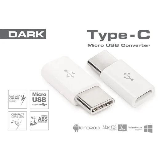 DARK USB TYPE-C ERKEK MICRO USB DİŞİ ÇEVİRİCİ