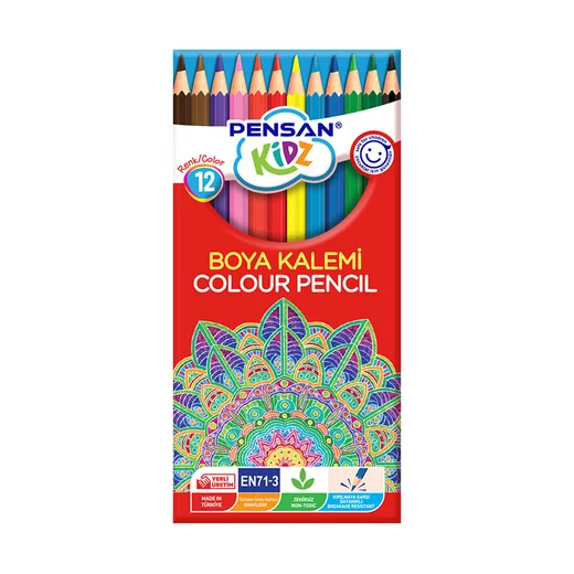 Pensan Kidz Kuru Boya Kalemi 12 Renk Tam Boy