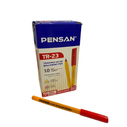 Pensan Tükenmez Kalem Üçgen Kırmızı TR-23