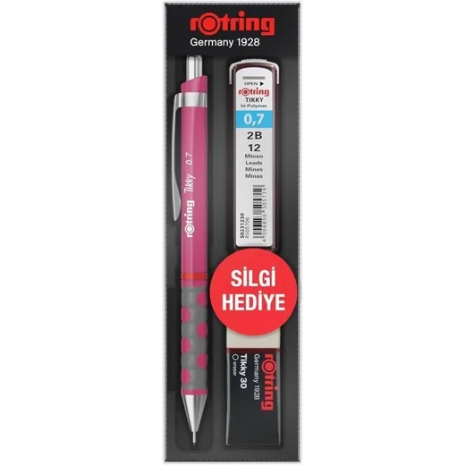 Rotring Okul Seti Tikky Rd 0.7+Min Silgi Hediyeli Ahududu Pembe
