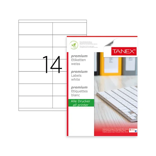 Tanex Laser Etiket 100 YP 105x38 Laser-Copy-Inkjet TW-2514