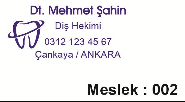 Meslek 002 diş hekimi isimli kaşe örneği