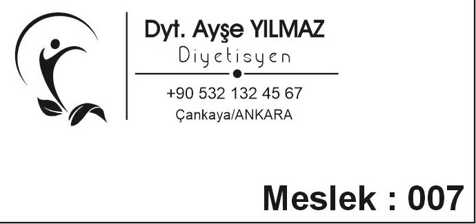 Meslek 007 diyetisyen yatay kaşe örneği