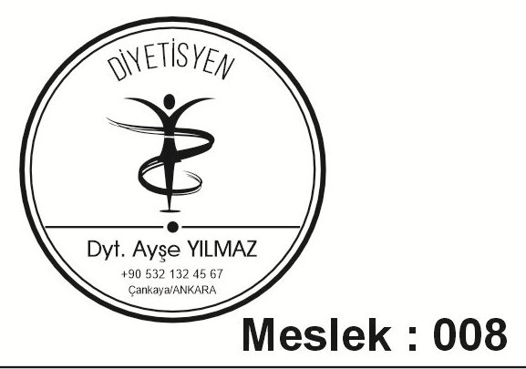 Meslek 008 diyetisyen yuvarlak kaşe örneği