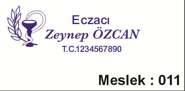 Meslek 011 eczacı yatay kaşe örneği