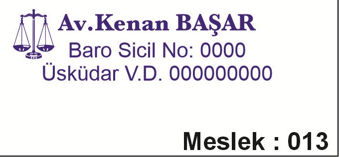 Meslek 013 avukat yatay kaşe örneği