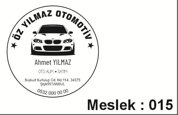 Meslek 015 otomotiv yuvarlak kaşe örneği