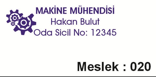 Meslek 020 makine mühendisi yatay kaşe örneği