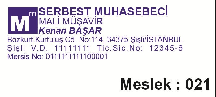 Meslek 021 serbest muhasebeci yatay kaşe örneği
