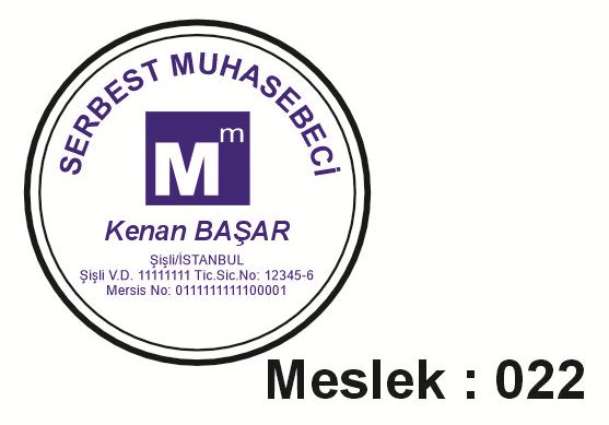 Meslek 022 serbest muhasebeci yuvarlak kaşe örneği