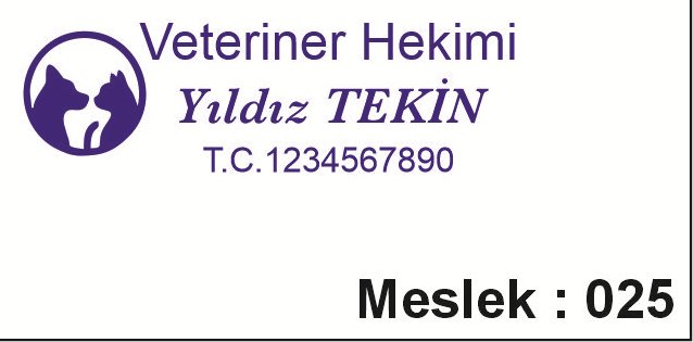 Meslek 025 veteriner hekimi yatay kaşe örneği