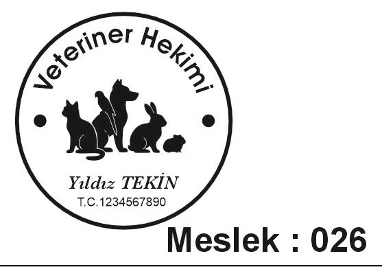 Meslek 026 veteriner hekimi yuvarlak kaşe örneği