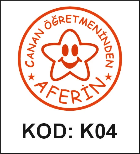 K04 Yıldızlı Aferin öğretmen kaşesi desen örneği