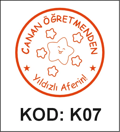K07 Üç Yıldızlı Aferin öğretmen kaşesi desen örneği