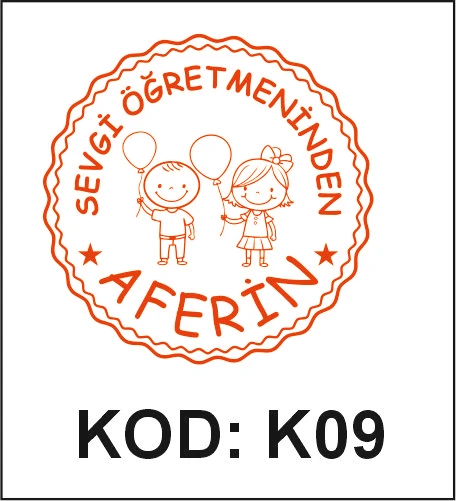 K09 Çiçek Çerçeveli Aferin öğretmen kaşesi desen örneği