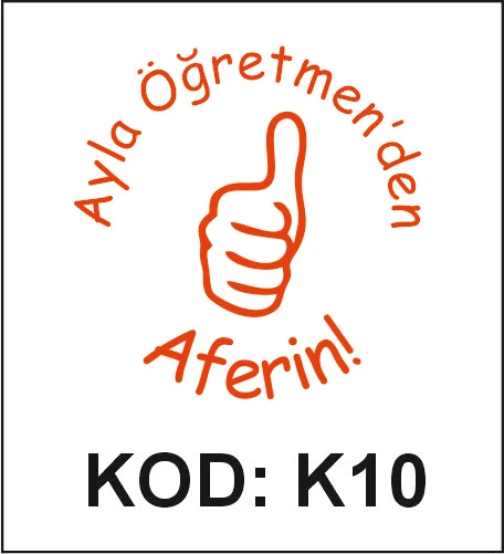 K10 El İşaretli Aferin öğretmen kaşesi desen örneği