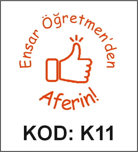 K11 Beğeni İşaretli Aferin öğretmen kaşesi desen örneği