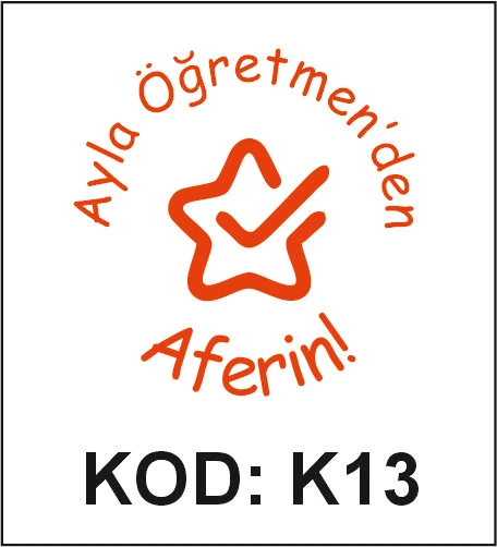 K13 Tek Yıldız Aferin öğretmen kaşesi desen örneği