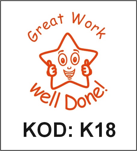 K18 Great Work / Well Done öğretmen kaşesi desen örneği