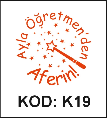 K19 Yıldızlı Değnek Aferin öğretmen kaşesi desen örneği