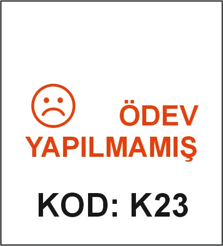 K23 Ödev Yapılmamış öğretmen kaşesi desen örneği
