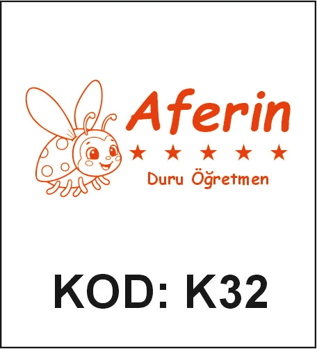 K32 Uğur Böcekli Aferin öğretmen kaşesi desen örneği