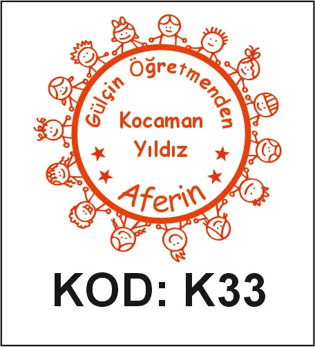 K33 Kocaman Yıldız Aferin öğretmen kaşesi desen örneği